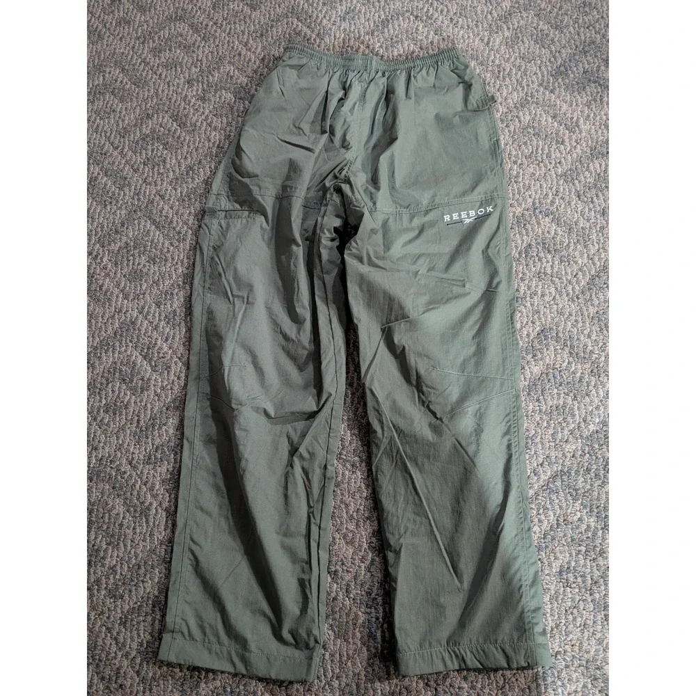 Reebok Vintage Mens Ripstop Windbreaker Pants Olive Green Mesh Lined Track M